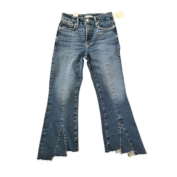 Good American Women's High-Rise Flare Jeans Size 4 Blue Split Hem NWT - Picture 1 of 4
